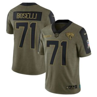 Men's #71 Tony Boselli Jacksonville Jaguars Olive 2021 Salute To Service Limited Jersey