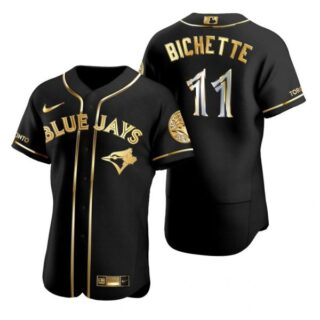 Men's Bo Bichette Toronto Blue Jays Flex Base Jersey Black Golden Black Golden