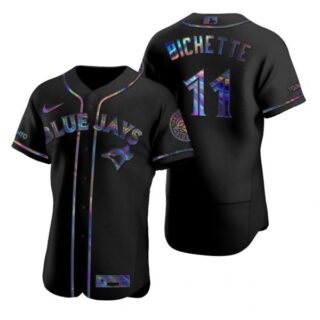 Men's Bo Bichette Toronto Blue Jays Flex Base Jersey Black Golden Black Holographic