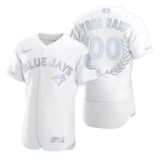 Men's Custom Toronto Blue Jays Flex Base Jersey Black Golden White Award