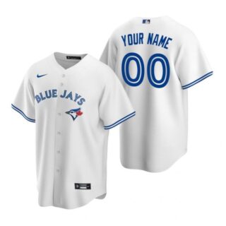 Men's Custom Toronto Blue Jays Cool Base Jersey Royal White