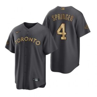 Men's Cool Base George Springer Toronto Blue Jays 2022 MLB All-Star Game Charcoal Black Stitched Jersey