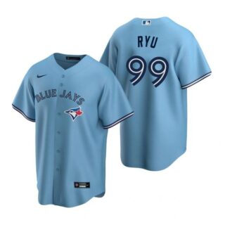 Men's Hyun Jin Ryu Toronto Blue Jays Cool Base Jersey Royal Powder Blue