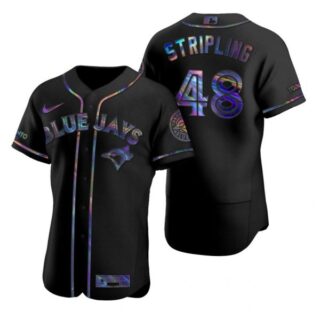 Men's Ross Stripling Toronto Blue Jays Flex Base Jersey Royal Black Holographic