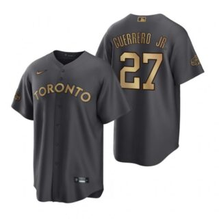 Men's Cool Base Vladimir Guerrero Jr. Toronto Blue Jays 2022 MLB All-Star Game Charcoal Black Stitched Jersey