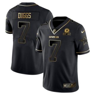Men's #7 Trevon Diggs Dallas Cowboys Black Golden Jersey Stitched