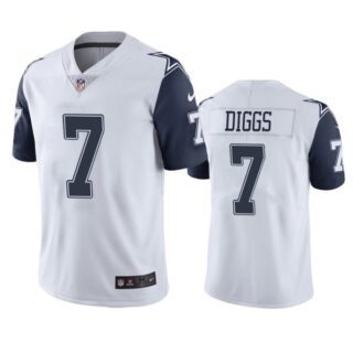 Men's #7 Trevon Diggs Dallas Cowboys White Color Rush Limited Jersey Stitched