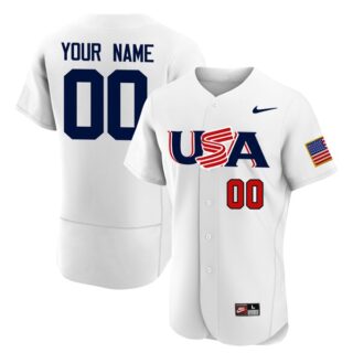 Men's USA Baseball National Team Custom Tokyo Olympic Flex Base Jersey Stitched - White