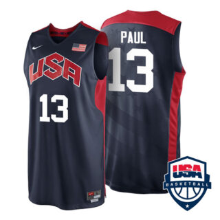 Men's #13 Chris Paul USA Basketball Dream Team London Olympics 2012 Jersey Navy