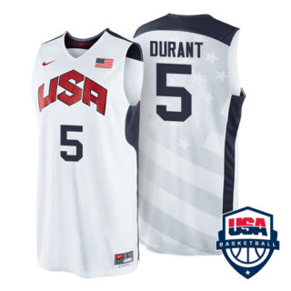 Men's #5 Kevin Durant USA Basketball Dream Team London Olympics 2012 Jersey White