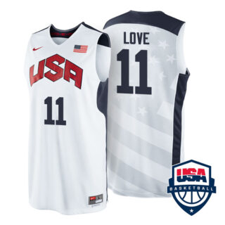 Men's #11 Kevin Love USA Basketball Dream Team London Olympics 2012 Jersey White