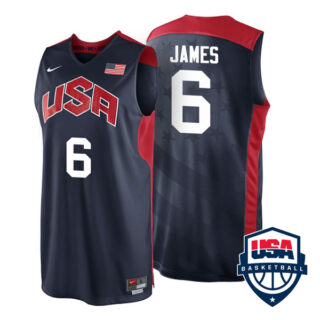 Men's #6 Lebron James USA Basketball Dream Team London Olympics 2012 Jersey Navy
