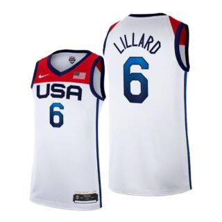 Men's #6 Damian Lillard USA Basketball Team Summer Olympics Jersey White