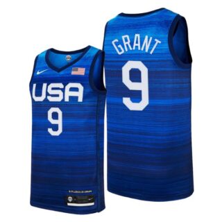 Men's #9 Jerami Grant USA Basketball Team Summer Olympics Jersey Blue
