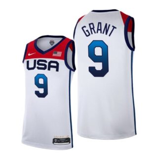 Men's #9 Jerami Grant USA Basketball Team Summer Olympics Jersey White