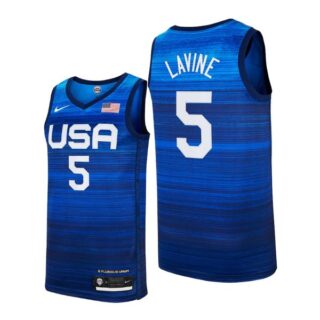 Men's #5 Zach Lavine USA Basketball Team Summer Olympics Jersey Blue