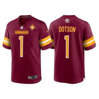 Men's Washington Commanders Jahan Dotson 90th Anniversary Patch Burgundy Jerseys