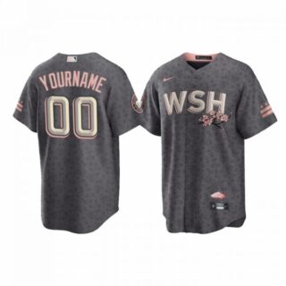 Youth Custom Washington Nationals City Connect Cherry Blossom Jersey Gray