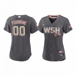 Women's Custom Washington Nationals Gray 2022 City Connect Cherry Blossom Jersey