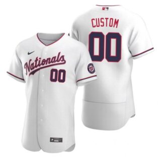 Men's Custom Washington Nationals Flex Base Jersey Black Award White Alternate