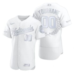 Men's Custom Washington Nationals Flex Base Jersey Black Award White Award