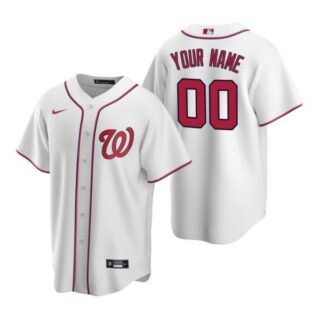 Men's Custom Washington Nationals Cool Base Jersey Navy White Home