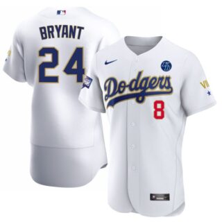 Men's Los Angeles Dodgers Kobe Bryant Jersey World Series Champions Special Edition White Gold