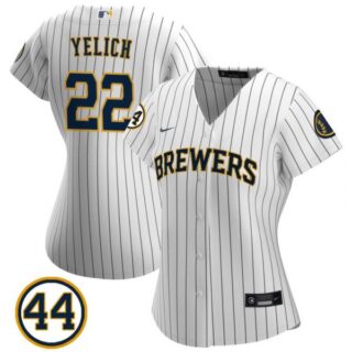 Women's #22 Christian Yelich Milwaukee Brewers Cream Jersey White