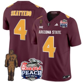Cam Skattebo Jersey #4 Arizona State Peach Bowl Patch Football V2 Maroon