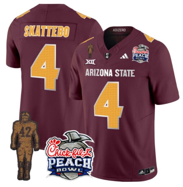 Cam Skattebo Jersey #4 Arizona State Peach Bowl Patch Football V2 Maroon