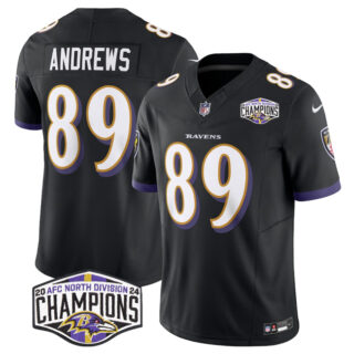 Men's Baltimore Ravens #89 Mark Andrews Black F.U.S.E 2024 AFC North Division Champions Vapor Limited Football Jersey