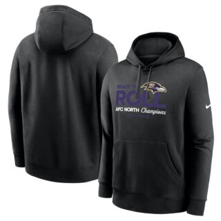 Men's Baltimore Ravens Black 2024 AFC North Champions Locker Room Trophy Collection Pullover Hoodie