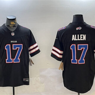 Men's Buffalo Bills #17 Josh Allen Black 2023 F.U.S.E. Stitched Football Jersey