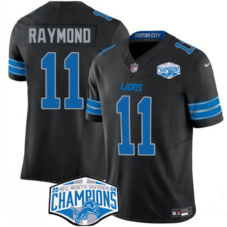 Men's Detroit Lions #11 Kalif Raymond Black 2024 NFC North Champions F.U.S.E. Vapor Limited Stitched Jersey