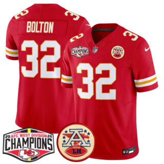 Men's Kansas City Chiefs #32 Nick Bolton Red F.U.S.E. 2024 AFC West Division Champions Vapor Limited Stitched Football Jersey