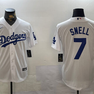 Men's Los Angeles Dodgers #7 Blake Snell White Cool Base Stitched Baseball Jersey