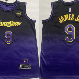 Men's Los Angeles Lakers #9 Bronny James Purple 2024-25 City Edition Stitched Basketball Jersey