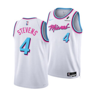 Men's Miami Heat #4 Isaiah Stevens White 2024 25 City Edition Stitched Basketball Jersey