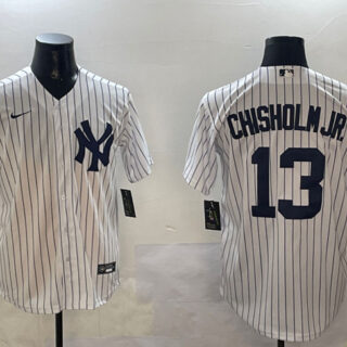 Men's New York Yankees #13 Jazz Chisholm Jr. White Cool Base Stitched Baseball Jersey