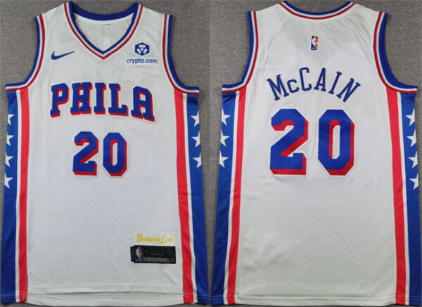 Men's Philadelphia 76ers #20 Jared McCain White Association Edition Stitched Jersey