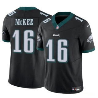 Men's Philadelphia Eagles #16 Tanner McKee Black F.U.S.E. Vapor Untouchable Limited Stitched Football Jersey