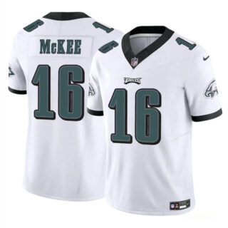 Men's Philadelphia Eagles #16 Tanner McKee White 2024 F.U.S.E. Vapor Untouchable Limited Stitched Football Jersey
