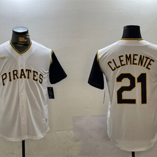 Men's Pittsburgh Pirates #21 Roberto Clemente White Cool Base Stitched Jersey