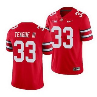 Men's Ohio State Buckeyes #33 Master Teague Iii Red Game Jersey