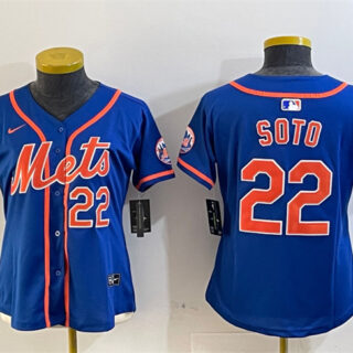 Women's New York Mets #22 Juan Soto Royal 2024 Alternate Limited Stitched Baseball Jersey(Run Small)