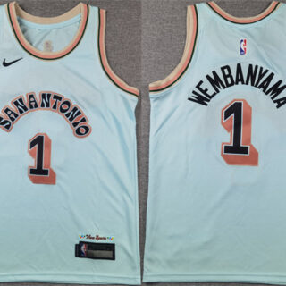 Youth San Antonio Spurs #1 Victor Wembanyama Light Blue 2024-25 City Edition Stitched