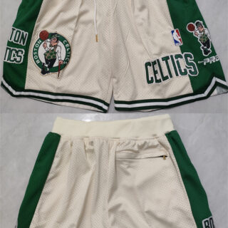 Men's Boston Celtics White Green Shorts (Run Small)