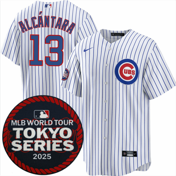 Men's Chicago Cubs #13 Kevin Alcantara White 2025 World Tour Tokyo Series Home Stitched Baseball Jersey