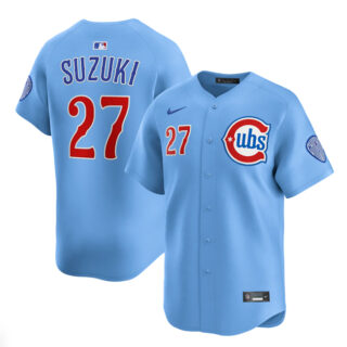 Men's Chicago Cubs #27 Seiya Suzuki Blue 2024 25 2nd Alternate Limited Stitched Baseball Jersey