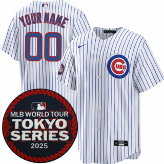 Men's Chicago Cubs Active Player Custom White 2025 World Tour Tokyo Series Home Stitched Baseball Jersey